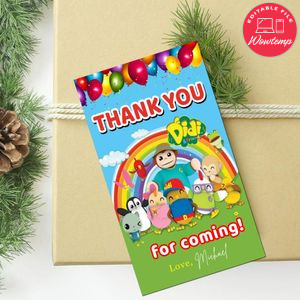 Didi And Friends Thank You Tag Customizable Template To Print At Home Instant Download