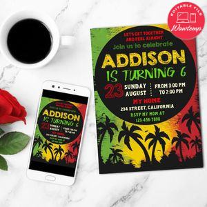 Jamaican Mobile Invite Customizable Template Instant Download