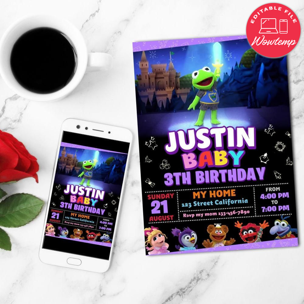 Incredible kermit Muppet Babies Birthday Flyer Customizable Template to Print at Home Instant Download