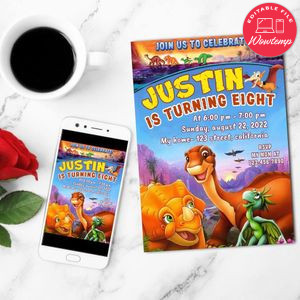 Land Before Time Mobile Invite Customizable Template Instant Download