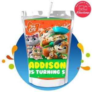 44 cats Capri Sun Birthday Labels Digital File Printable Instant Download
