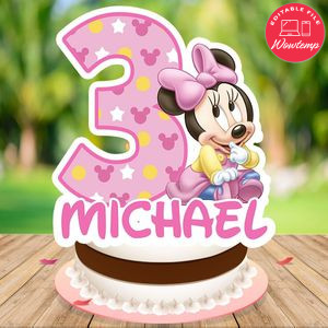 Baby minnie mouse Cake Topper Template Printable Instant Download