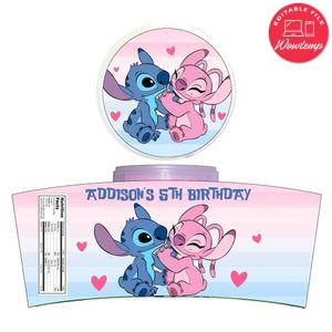 Stitch And Angel Cotton Candy Label Template To Print At Home Instant Download