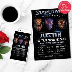 Starcraft Birthday Mobile Invite Customizable Template Instant Download