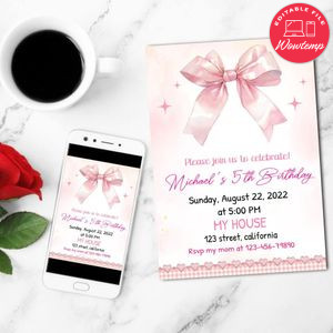 Coquette Mobile Invite Customizable Template Instant Download
