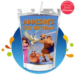 Hercules Capri Sun Birthday Labels Digital File Printable Instant Download