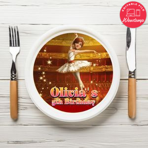 Ballerina Birthday Plate Template Customizable To Print At Home Instant Download