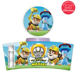 Rubble Paw Patrol Cotton Candy Label Template To Print At Home Instant Download
