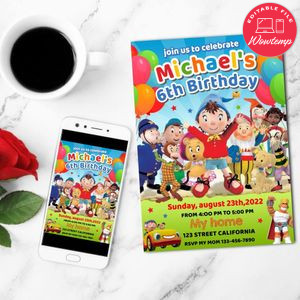 Noddy And Friends Birthday Invitation Customizable Template to Print at Home Instant Download