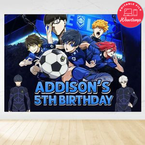 Blue lock Birthday Backdrop Digital File Template Instant Download