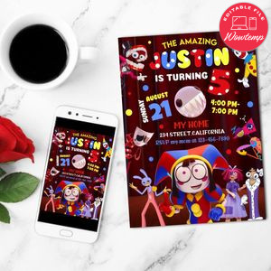 Digital Circus Mobile Invite Customizable Template Instant Download