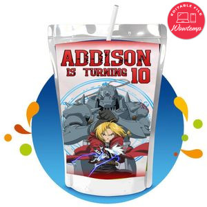 Fullmetal Alchemist Capri Sun Birthday Labels Digital File Printable Instant Download