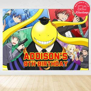 Assassination classroom graduation Birthday Backdrop Digital File Template Instant Download