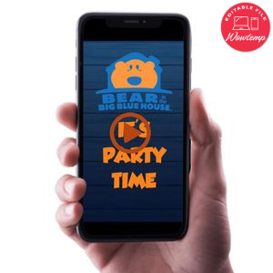Bear in the big blue house Birthday Video Invitation Digital Template Customizable Instant Download