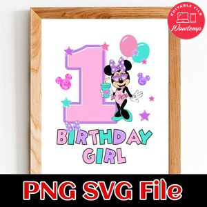 Minnie Mouse 1st Birthday Girl Customer request PNG file template