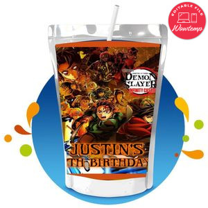 Demon Slayer Infinity Castle Capri Sun Birthday Label Digital File Printable Instant Download