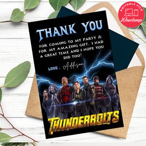 Thunderbolts Thank You Card Customizable Template To Print At Home Instant Download