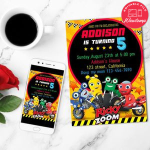 Ricky Zoom Mobile Invite Customizable Template Instant Download