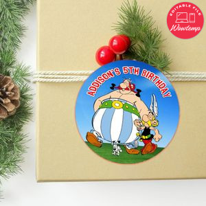 Asterix And Obelix Circle Sticker Template Customizable To Print At Home Instant Download