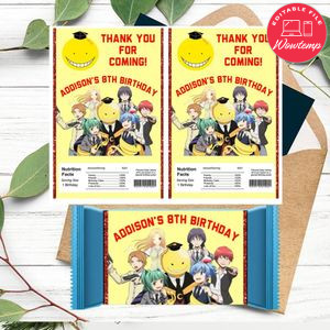 Assassination classroom graduation Rice Krispies Treats Template Printable Instant Download