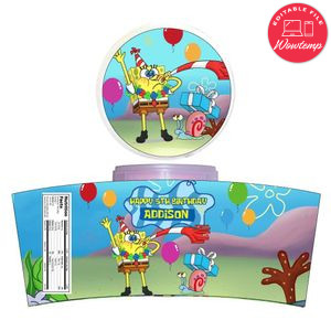Spongebob Cotton Candy Label Template To Print At Home Instant Download