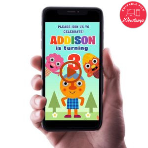 Noodle & pals Birthday Video Invitation Digital Template Customizable Instant Download