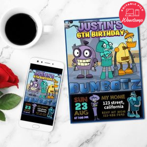 Dumbotz Birthday Mobile Invite Customizable Template Instant Download