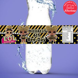 Lol Queen Bee Birthday Water Bottle Label Template to Print at Home Instant Download