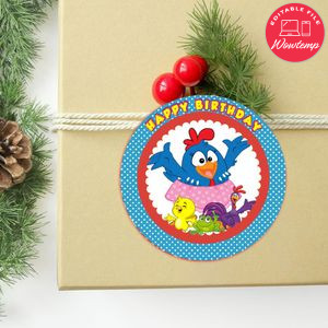 Gallina Pintadita Circle Sticker Template Customizable to Print at Home Instant Download