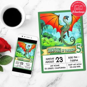 Wings of Fire Glory Invitation Customizable Template to Print at Home Instant Download