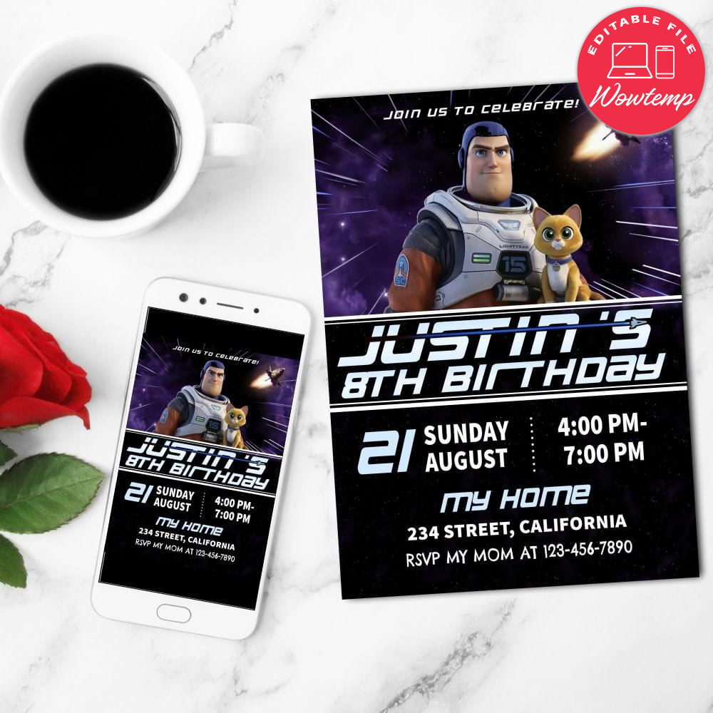 Lightyear Birthday Flyer Customizable Template to Print at Home Instant Download