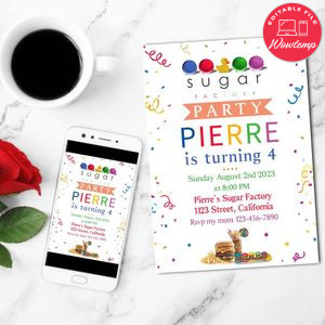 Sugar Factory Mobile Invite Customizable Template Instant Download