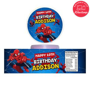 Spider Man Pringles label Template Printable Instant Download