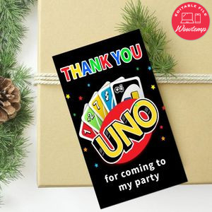 Uno Thank you tag Customizable Template to Print at Home Instant Download