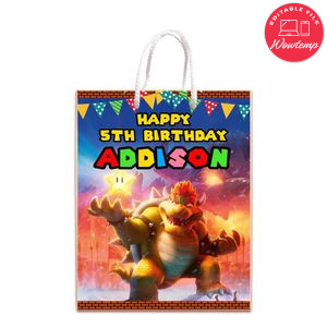 Bowser Gift Bag Label Template Printable Instant Download