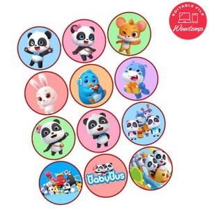 Baby Bus Cupcake Toppers Template Printable Instant Download