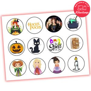 Hocus pocus Cupcake Toppers Template Printable Instant Download
