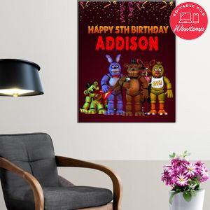 Five Nights Birthday Poster Digital File Printable Instant Download