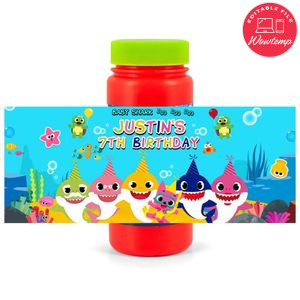 Baby Shark Bubbles Wrapper Template to Print at Home Instant Download
