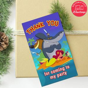 Zig & Sharko Thank You Tag Customizable Template To Print At Home Instant Download