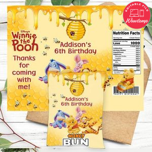 Winnie The Pooh Honeybun Snack Bag Digital File Printable Instant Download