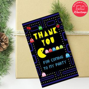 Pacman Thank You Tag Customizable Template To Print At Home Instant Download