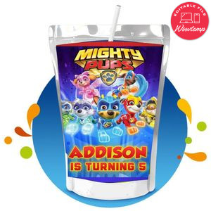 Paw Patrol Mighty Pups Capri Sun Birthday Labels Digital File Printable Instant Download