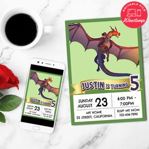 Wings of Fire Sky Invitation Customizable Template to Print at Home Instant Download