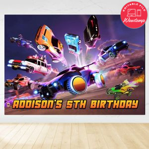 Rocket League Birthday Backdrop Digital File Template Instant Download