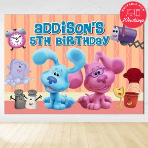 Blue's Clues Birthday Backdrop Digital File Template Instant Download