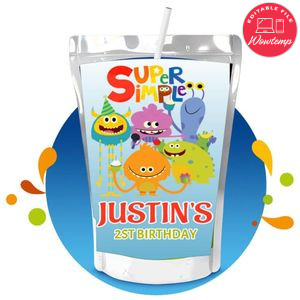 Super Simple Song Capri Sun Birthday Labels Digital File Printable Instant Download