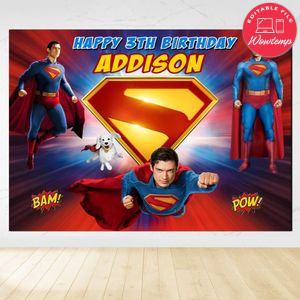 Superman 2025 Birthday Backdrop Digital File Template Instant Download
