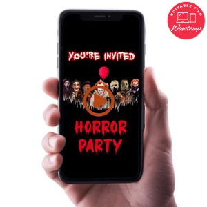 Friends horror movie Birthday Video Invitation Digital Template Customizable Instant Download