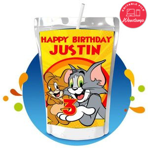 Tom and jerry Capri Sun Birthday Labels Digital File Printable Instant Download